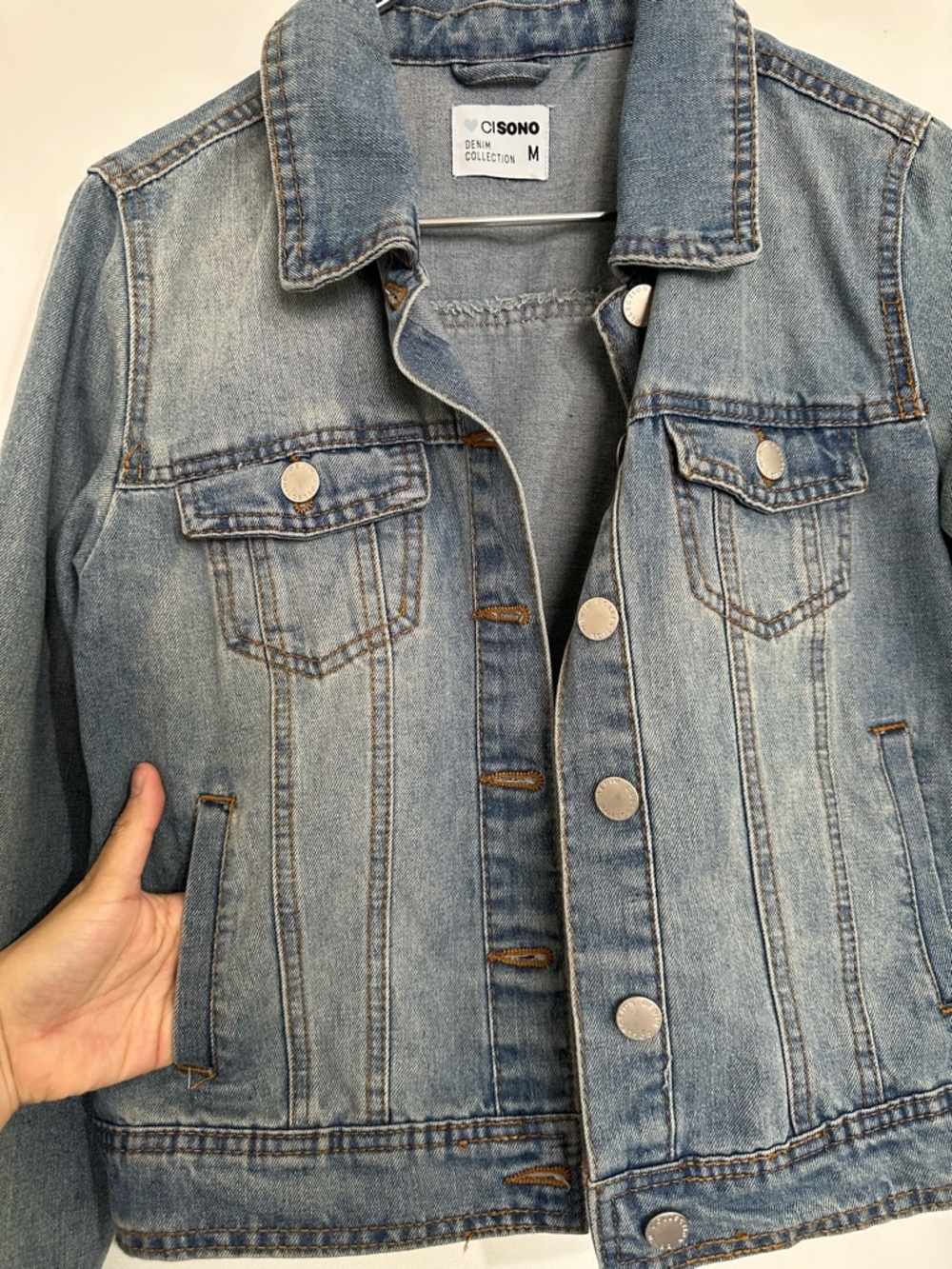 CI SONO Light Blue Denim Cotton Blend Jean Jacket Medium EUC - Picture 6 of 8